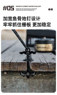 ShineTrip 05 Series Fishbone Tent Stakes, Spring-loaded, for Camping and Tarps