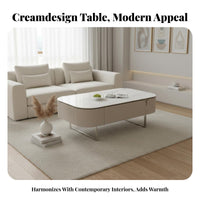 Light Luxury Design Sculptural Low Table Creamy Aesthetic Bean-Shaped Accent Table Modern aesthetic Living Room Furniture space-saving for Apartment Dwellers, Homeowners, Interior Designers, Small Spaces, Lounge Area, Bedroom, Office