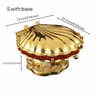 Golden Shell Candy Box Zinc Alloy Construction Vintage Design Fruit Plate