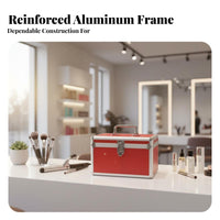 Portable Makeup Train Case Two-Tier Tray Makeup Train Case Large Capacity