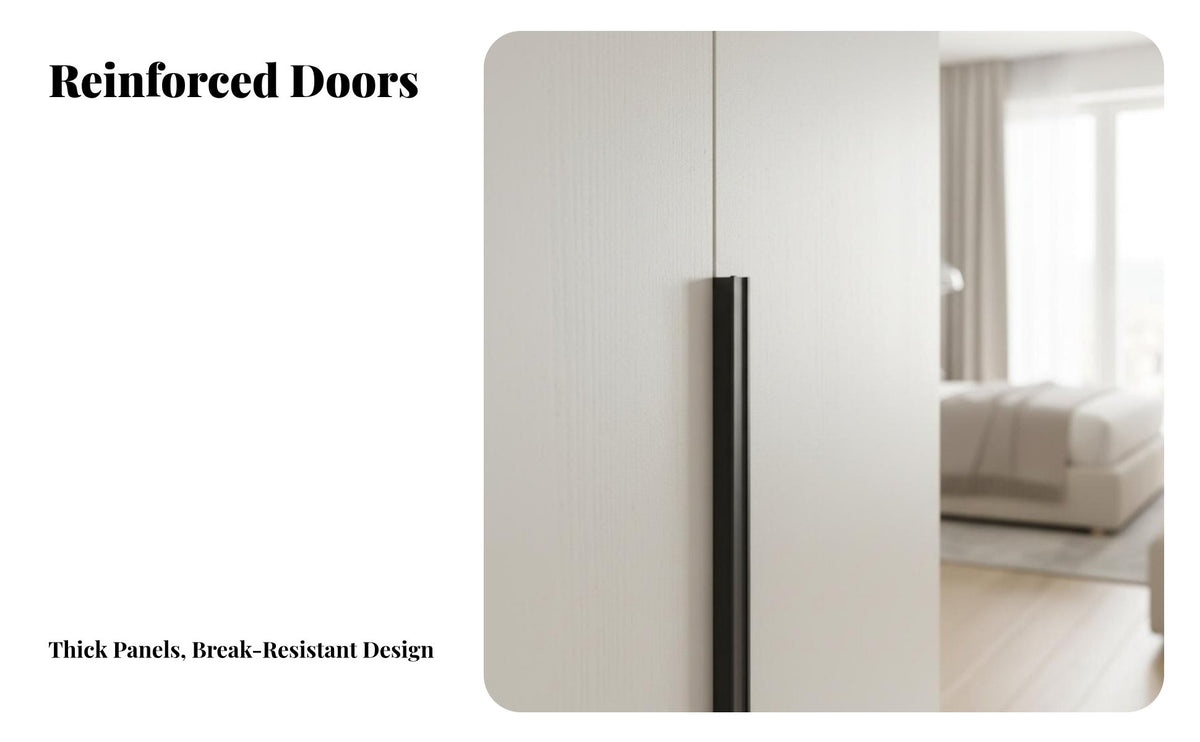 3-Door stand-alonestanding Closet Modern Simple Design 3-Door Wardrobe with Drawers Large Capacity Armoire for Apartment Dwellers, Homeowners, changing area