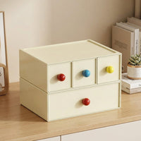 Desktop Drawers Desk Organiser, Stackable Storage Drawers for Cosmetics & Tissues, Cream PP Modern Chinese Design