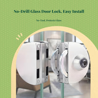Glass Door Lock, no tools required, stainless steel sliding door security lock for office, shop, home, double or single doors, key unlock, easy installation, privacy protection