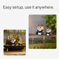 Panda Fishing Resin Decor for Fishbowl or Home Display
