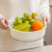 Colander Bowl Set 2-Tier Draining Bowl Plastic Vegetable Washing Fruit-Friendly Time-Saving Cooking