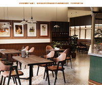 快餐店餐饮桌椅组合食堂四人餐桌烧烤店小吃店商用复古餐厅咖啡桌 【深灰纳帕皮】餐椅