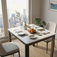 Square Table with Chairs Space Saving Square Pedestal Dining Set Easy to Clean Comfortable Seating for Families, Hosts, Kitchen