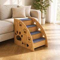 Solid Wood Pet Stairs for Cats and Dogs, Multi-level Ramp for Beds and Sofas, Non-slip Steps for Small and Elderly Pets