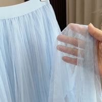 Skirt for Girls and Women with a Stylish Pleated Design, High Waist Flared Midi with Elastic for Casual Wear