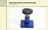 Non-slip pad stabilizes car lift.