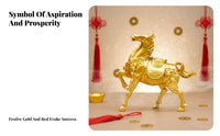 Symbol of Strength & Success Metal War Horse Statue Detailed Craftsmanship Golden Horse Statue for Business Owners, Living Room, Office Desk