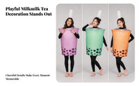 Easy to Wear Bubble Tea Costume | Printed tapioca spheres Details, Funny Oversized Cup Shape, bubble tea Costume, for Halloween
