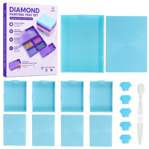 Diamond Painting Tray Kit Spill-Resistant Bead Sorting Tray with Lids