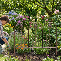 Lawn Edging and Garden Trellis for Climbing Plants, Heavy Duty Iron Plant Support for Garden Border, Floral Ornate Rustproof Metal Fence Dog