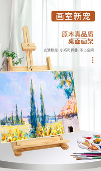 Desktop Wooden Easel for 4K Canvas, Foldable for Painting and Drawing