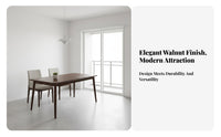 Rectangular Dining Table and Chairs Space Saving Walnut Wood Dining Furniture Modern Design Wooden Table and Chairs for Families, Home