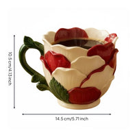 Hand-Painted Flower Mug Giftable Decorative Blossom Cup