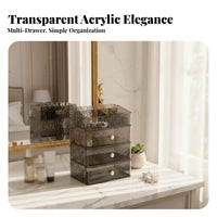 Dirt-resistantproof Clear Makeup Case with Drawers Transparent View Stackable Clear Drawer Set Multi-Compartment Cosmetic Organizer Large Capacity for cosmetic Lovers, Students, Office Workers, Dressing Table, Countertop, chest of drawers, Dorm Room