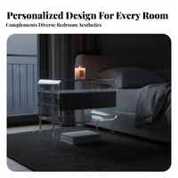 Fluted Drawer End Table Minimalist aesthetic Nightstand Easy Assembly for Guest Room