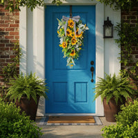 Golden Bloom Teardrop Swag Artificial Flowers Vertical Golden Bloom Wreath