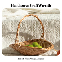 Fruit Picking Basket Hand-Woven Handled Gathering Basket Handmade for outdoor mealkers