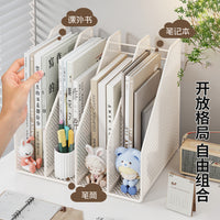 Desktop File Organizer Rack with Dividers, Simple Vertical Bookshelf for Office and Home