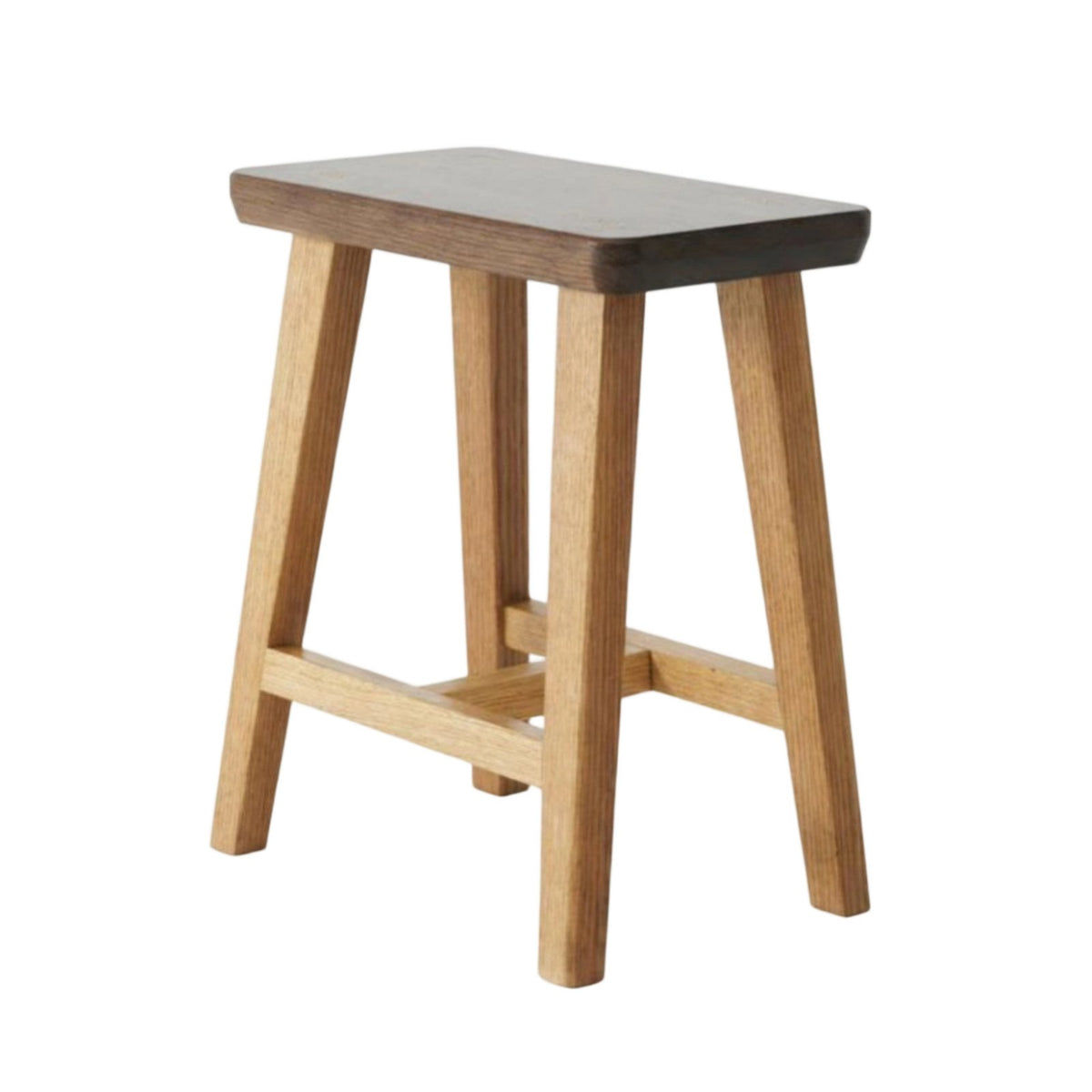 Round Top Four-Legged Stool Hardwood Wood Construction Wooden Seat Nordic Design