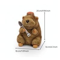Groundhog Stuffed Animal with Cap Adorable Sitting Groundhog Stuffed Animal Squeezable Long-Lasting for Children, Nursery, Shelf