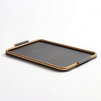 Metal decorative Tray with Metal Frame Rectangular Catchall Tray with Handles Modern Tabletop Organizer for Coffee Table