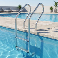 Slip Resistant Stainless Steel Pool Ladder Rustproof Pool Ladder with Handrails Long-Lasting Entry and Exit System Safe for Homeowners