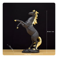 Rearing Horse Figurine Golden-Hued Accents Horse Resin Figurine Textured Base