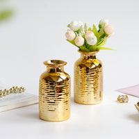 Gold European Embossed Ceramic Small Vase for Tabletop