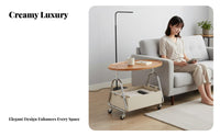 C-Shaped Rolling Table with casters Mobile C-Table 2-Tier Storage for Living Room
