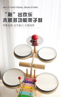Wooden Cat Multi-Functional Music Table, Educational Drum Toy for Kids 4-6 Years