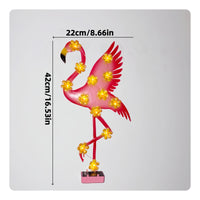 Solar Flamingo Light Outdoor Solar-Powered Wall Light Lamp Metal for Patio