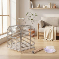 Mini Stainless Steel Portable Cage Bird Cage, Metal Portable Pet Cage with Handle, Handheld Pet Carrier for Small Animal Travel Outdoor Use 142