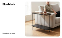 Narrow Side Table Long-Lasting Metal Frame Slim Sofa Table Nightstand Easy Assembly Adjustable Feet for Small Areas, Bedroom