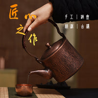 厂家供应提梁款1升纯紫铜壶 手工烧水壶 煮茶壶 中式茶艺壶 批发