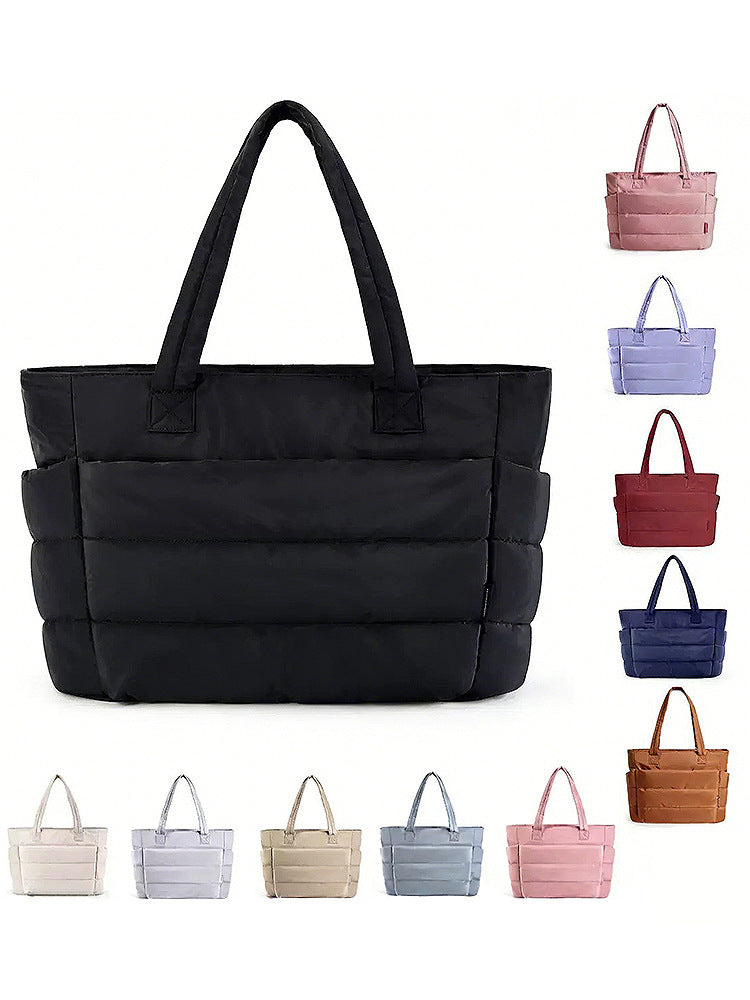 Large Capacity Quilted Tote Bag for Women, Yoga and Gym, Lightweight Shoulder Bag