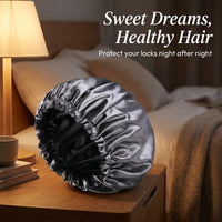 Satin Sleep Bonnet for Large Adjustable Double Layer for Women, Reversible Cap with Edge