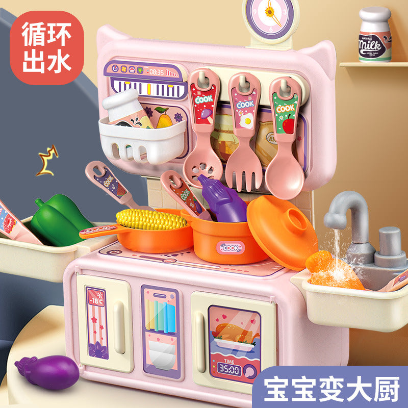 Pretend Play Kitchen Set with Spray Function for Kids