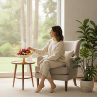 Ceramic Bowl with Pedestal Oval Fruit Bowl Gold-Rimmed for Sideboard