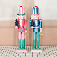25 New 38CM Glitter Christmas Tree Nutcracker Solid Wood Decorative Puppet Gift Craft Christmas Ornament