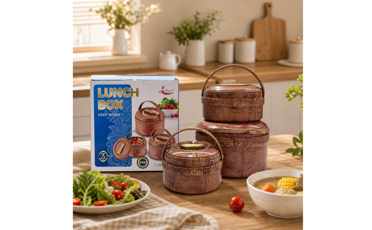 3 Pieces Insulated Lunch Container Portable with Handle Lidded Insulated Food Container for Office Workers, Work, Travel