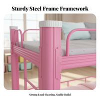 1 Metal Bunk Bed with Full Length Guardrails Steel Frame Durable Construction Space-saving Design Suitable for Children Dorm Room Apartment Students Daycare