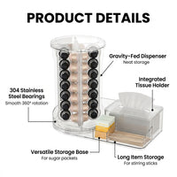 Coffee Capsule Holder, Clear Acrylic Freestanding Pod Stand, Rotating Storage Rack for Kitchen Counter, Organizer for Office
