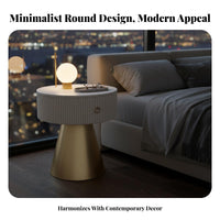 Round Drawer End Table Minimalist Design Nightstand Space-Saving for Home Office