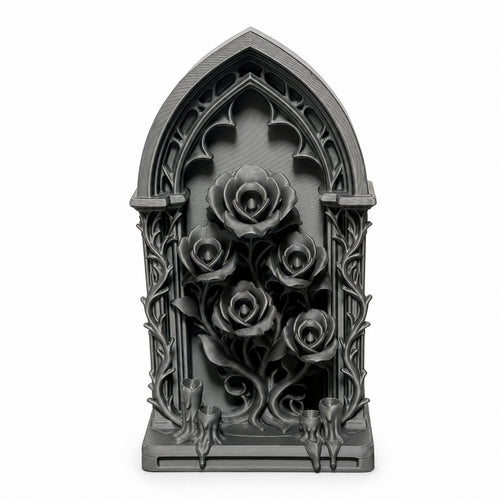 Cathedral Arch with Roses Gothic Plaque Ornamental for Desk, Dollhouse