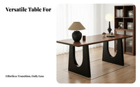 Solid Wood Dining Table Multi-Functional Walnut Finish Table Sturdy Construction Contemporary Workspace Desk for Families, Homeowners, Study, Kitchen