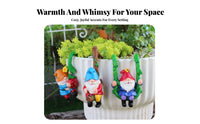 3 Pieces Whimsical Design Swinging Dwarf Statues Hand-Painted Details Hanging Gnome Figurine Set Vibrant Colors for Gardeners, Indoor Plants
